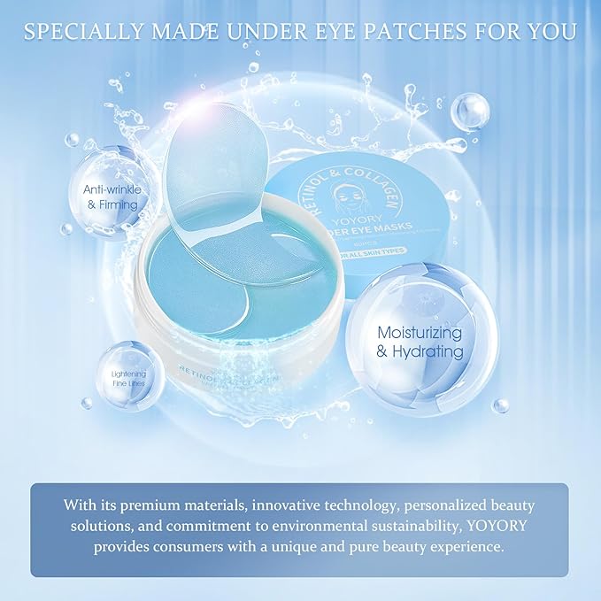 Under Eye Patches for Dark Circles & Puffy Eyes- 60 Hydrogel Eye Mask Patches with Caffeine, Collagen & Niacinamide - Anti Wrinkle Smile Line Patches, Self Care Gifts for Women,Navy Blue