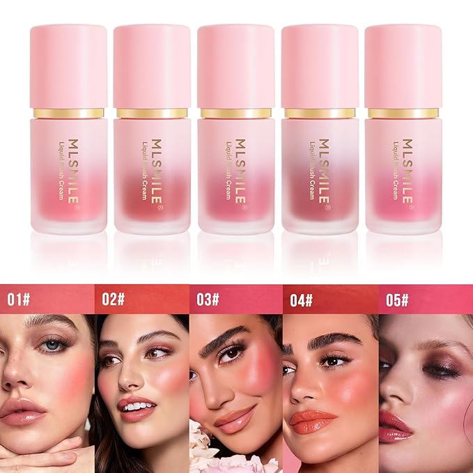 Liquid Blush for Cheeks,Matte Nude Makeup Blusher Cream, Face Tint for a Natural Flush,Lasting, Lightweight, All-day Moisturizing and Smooth, Self-Contained Brush