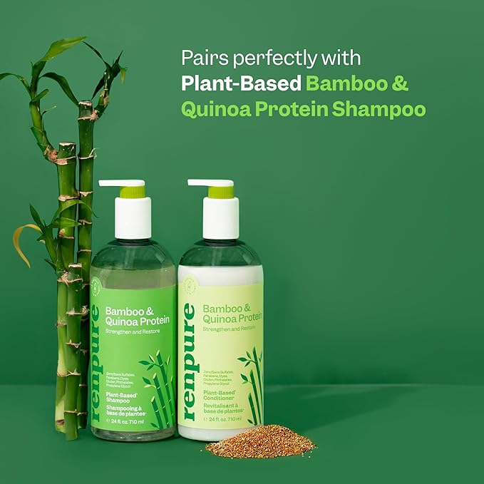 Renpure Bamboo & Quinoa Conditioner, Plant-Based – Restores, Hydrates & Strengthens For Healthier Hair – For Weak, Dull & Damaged Hair - Bamboo Extract & Quinoa Protein – 24 Fl Oz