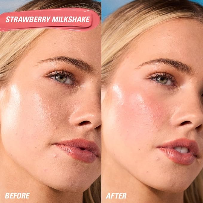 Revolution, Superdewy Liquid Blush Burst, Buildable Color for Cheek, Serum Formula with Peptides & Hyaluronic Acid, Vegan & Cruelty-Free, Strawberry Milkshake Cool Pink, 0.14 oz