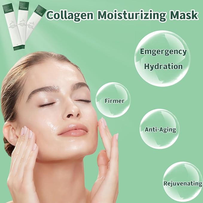 40 Pack Collagen Firming Face Mask，Wash-Free Firming Anti-Ageing Moisturising Face Mask,Smooth & Tight Skin,Facial Masks For Both Men And Women Of All Skin Types