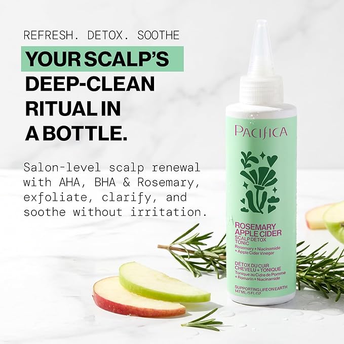 Pacifica Scalp Detox Tonic – Scalp Exfoliator with Glycolic & Salicylic Acid for Clarifying Build Up & Purifying – Infused with Rosemary to Support an Itchy, Dry Head – Vegan & Cruelty-Free – 5 oz