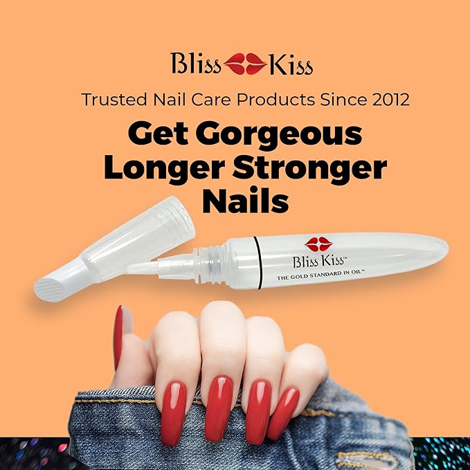 Bliss Kiss Refillable Cuticle Oil Pen with Cuticle Pusher for Nails | Empty 8 ml Nail Oil Pen with soft brush applicator | No Leaks 1-Pack