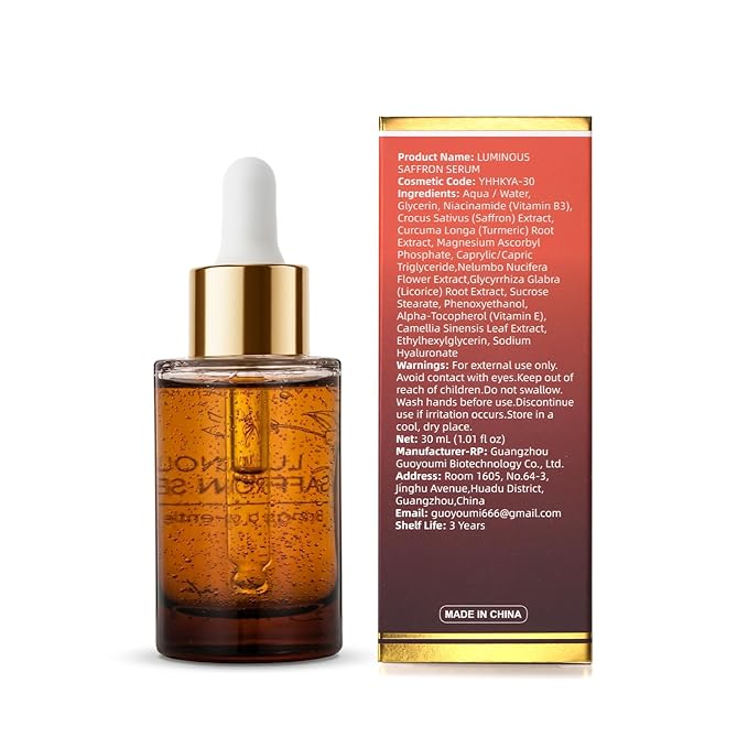 Brightening Saffron Serum,Natural Radiance Enhancer, Skin Tone Evener,Luminous Complexion,1.01 Floz