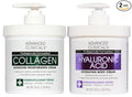 Advanced Clinicals Hyaluronic Acid Moisturizer + Fragrance Free Collagen Cream Face Moisturizer & Body Lotion 2pc Skincare Set For Women & Men Helps Reduce Appearance Of Crepey Skin & Dry Skin, 2pc