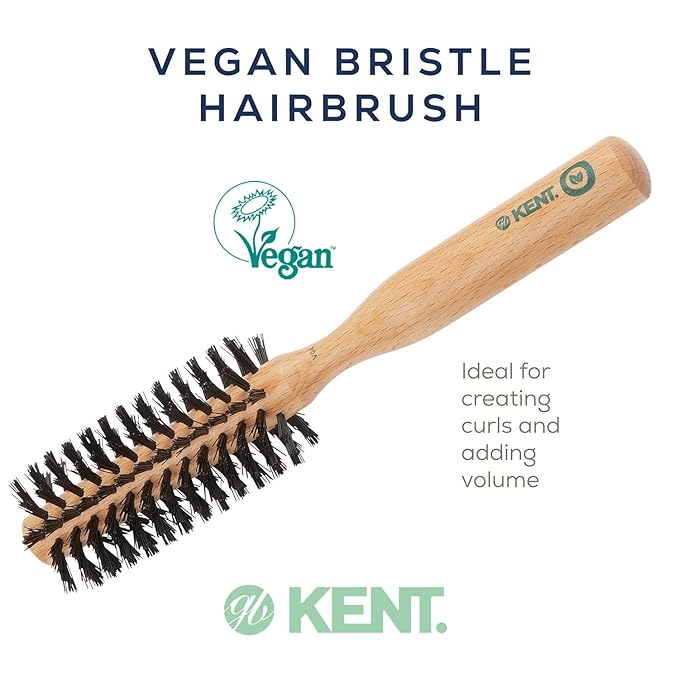 Kent V04 Vegan Round Brush - 45mm Bristles by Kent Brushes, Cruelty-Free Hair Brush with BioniFil Filaments for Blowouts, Volume, Curls, All Hair Types, Wooden Handle, Travel Size, Made in England