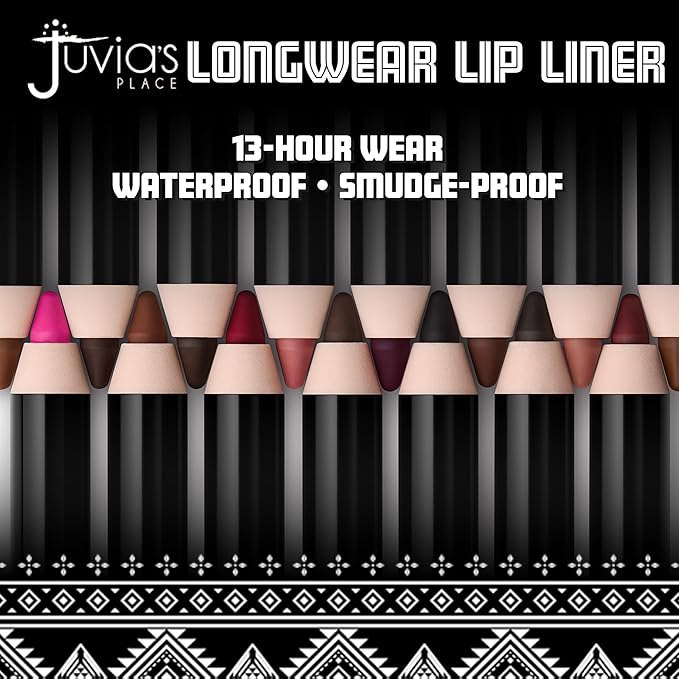 Juvia's Place Long Wear Lip Pencil – Ruby – Waterproof & Kiss-proof, Long Lasting Lip Liner, Smooth Makeup Application - Soft Matte Finish Base for Lipstick - 13 Hours of Wear for Everyday Use