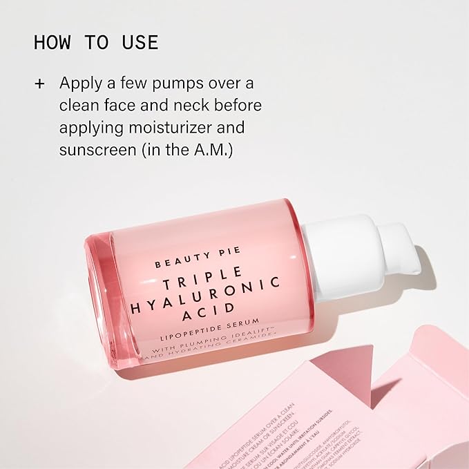 Beauty Pie Triple Hyaluronic Acid & Lipopeptide Serum | Plumping & Smoothing | Hydrating Face Serum | Anti Wrinkle Fine Line Care | Lightweight Skin Hydration | Fragrance Free | 50ml
