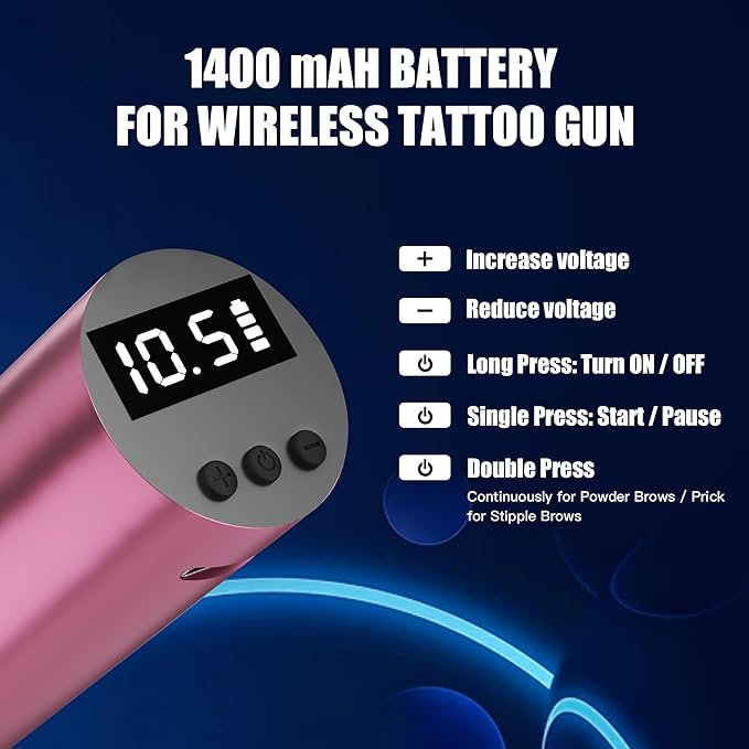 Microblading Tattoo Gun Kit, 1400mAh Cordless Tattoo Pen & Eyebrow Pencil Set for Makeup Supplies, Semi-Permanent Eyebrow Tattoo Machine with 50Pcs Needles for Beginners Artists (Pink)