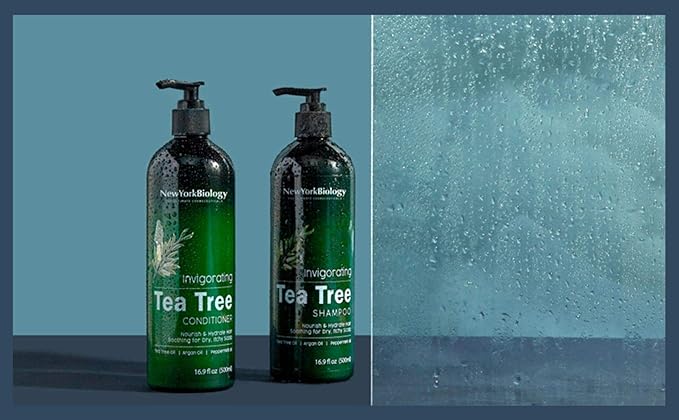 New York Biology Tea Tree Shampoo – Deep Cleanser – Relief for Dandruff and Dry Itchy Scalp – Therapeutic Grade - Helps Promote Hair Growth – 16.9 fl Oz