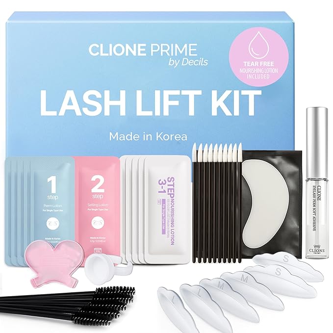 Korean Lash Lift Kit - 5 Sets At Home Eyelash Perm Kit with Upgraded Glue, Eyelash Lift, DIY Lash Perm Easy for Beginner & Professional, Semi Permanent Perming Wave Suitable For Salon & Home