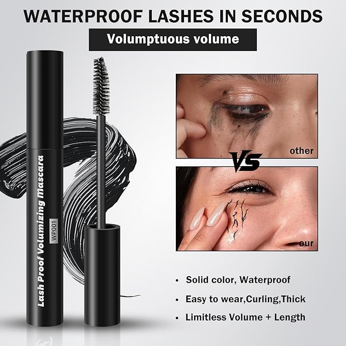 Telescopic Tubing Mascara, Sky High Waterproof Formula with Essence - Lengthening & Volumizing for Women 60 Plus, Smudge-Proof & Long-Lasting