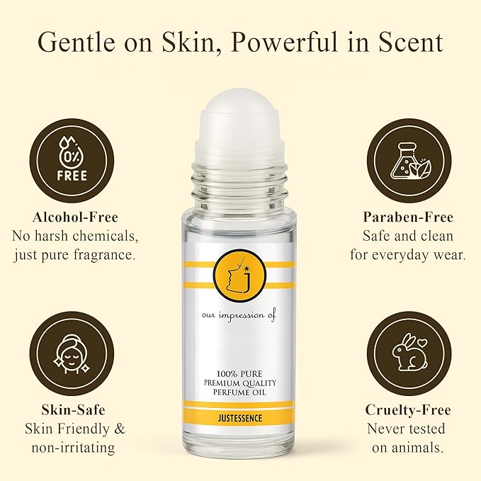 Just Essence Grapefruit Roll On Fregrance Perfume Oil for Perfume Making, Personal Body Oil, Soap, Lotion, Candle Making & Incense | Premium Quality Undiluted & Alcohol Free | 1 Fl Oz