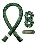 Yanibest Satin Heatless Curler Set, Overnight Hair Curler to Sleep in, No Heat Heatless Curl with Scrunchies and Clip，Green