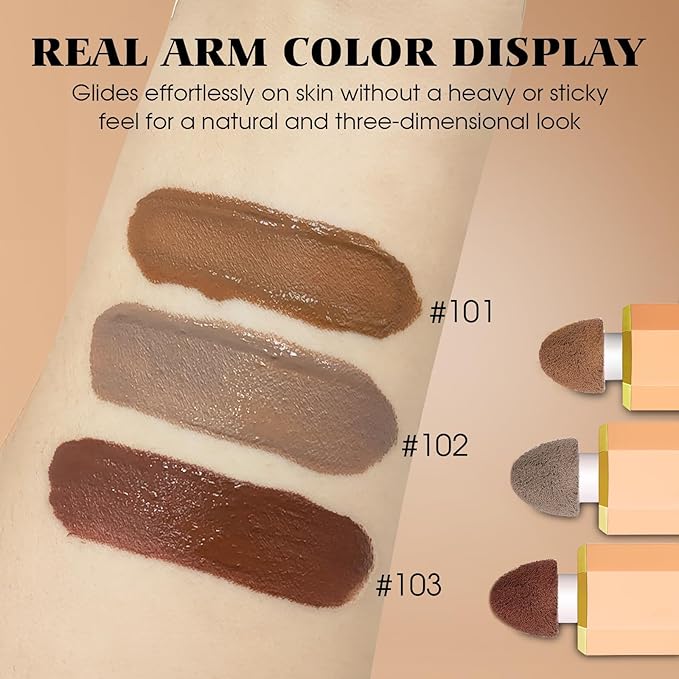 Liquid Contour Stick Makeup - Cream Face Contour Wand with Cushion Applicator, Natural Matte Long Lasting Creamy Bronzer Contour, Lightweight Silky Blendable (#01 LIGHT TO MEDIUM)