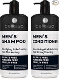 Mens Shampoo and Conditioner Set - Sulfate Free and Clarifying - For Men with Oily to Normal Hair - Moisturizing and Thickening - Biotin, Keratin, Tea Tree Oil, Caffeine and Peppermint for Dandruff