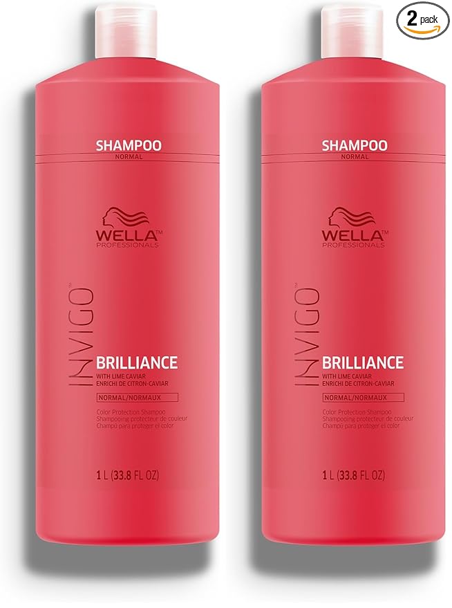 Wella Professionals Invigo Brilliance Shampoo | For Fine/Normal Colored Hair | Intense Color Protection & Maintains Vibrancy-| 33.8 Fl Oz-| 1 L,(Pack of 2)