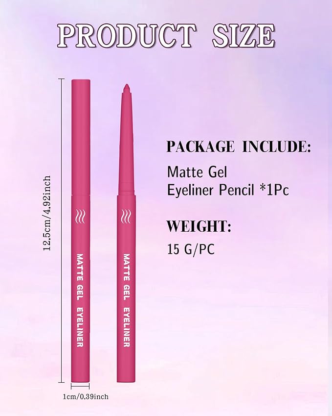 White Gel Eyeliner Pencil, Retractable Cream Matte Eye Liner Pencils, Waterline Eye Makeup Liners, Waterproof & Smudge Proof Eyeliner Facial Makeup Gift for Mature Women, Girls, Christmas – M01 White