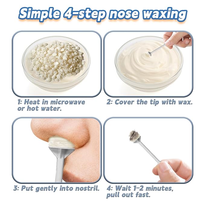 120 Pcs Nose Wax Sticks, Universal Plastic Nose Hair Wax Removal Kit with Disposable Spatulas for Men Women Nose Ear Face Eyebrow Beard Hair Removal