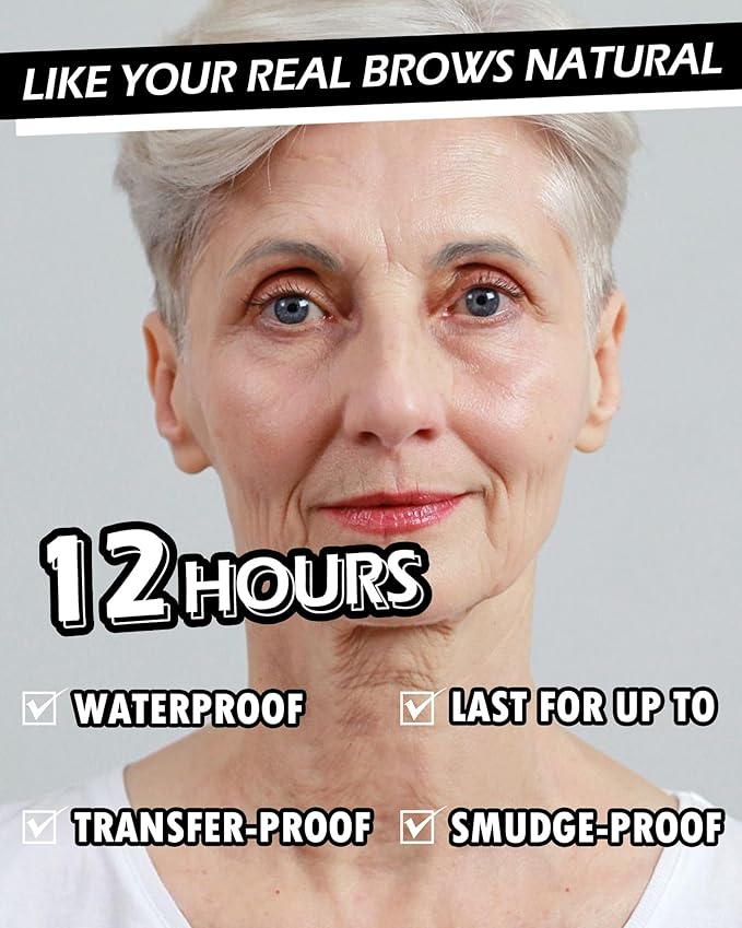 12Pcs Waterproof Gray Eyebrow Pencil Set, Professional Brow Micro Eyebrow Retractable Pencil, Ultra Fine Long Lasting for Perfect Eye Liner Brow Old Women Eye Makeup Shaping & Filling Brow Gel Pen- 04