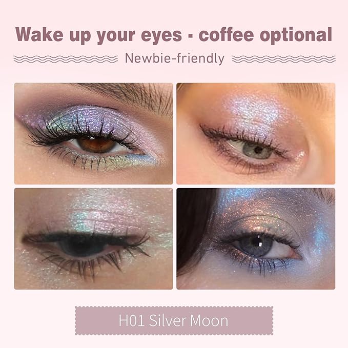 Refillable Eyeshadow Palette - Matte/Glitter/Duo-Chrome Pressed Powder & Cream Formula, Neutral/Shimmer/Smokey Multichrome, Travel-Friendly Iron Pan Refills (Chameleon, H01)