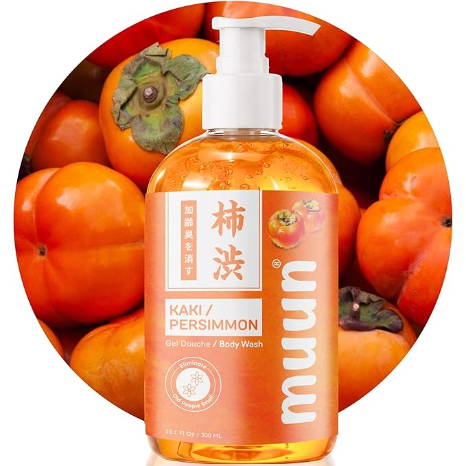 Muun Persimmon Body Wash For Old People Smell, Odor Control - Japanese Purifying Deodorant Soap, Deodorizing Body Wash, Smooth Deeply Cleansing - Body Odor Eliminator