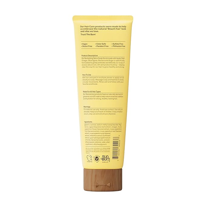 Sun Bum Revitalizing Detox Scalp Scrub | Vegan and Cruelty Free Moisturizing and Deep Cleansing and Exfoliating Hair Wash with Apple Cider Vinegar | 6 oz