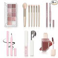 All in One Makeup Kit - Set for Women, Girls & Teens, Include 10 Colors Eyeshadow Palette, Lip Gloss, Eyebrow Eyeliner Pencil, Waterproof Mascara, 6 Pcs Brushes (Pink Kits)