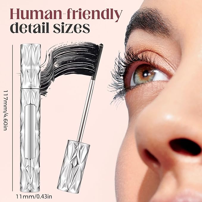 Eyelash Primer Wand Mascara,Waterproof Quick Drying Curling Mascara,Long-Lasting Non-Smudged Magic Tubing Mascaras for Daily Makeup (Black/3pcs)