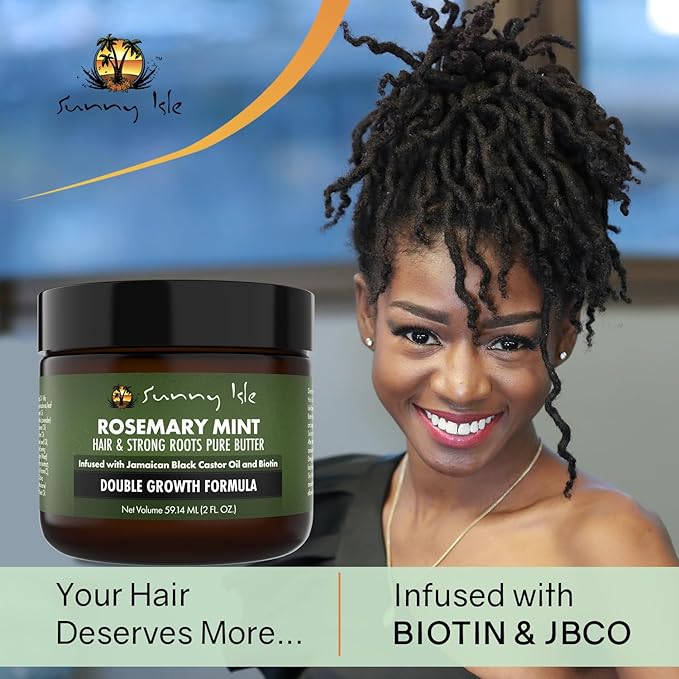 Sunny Isle Rosemary Mint Hair & Strong Roots Butter 2oz - Biotin, Jamaican Black Castor Oil
