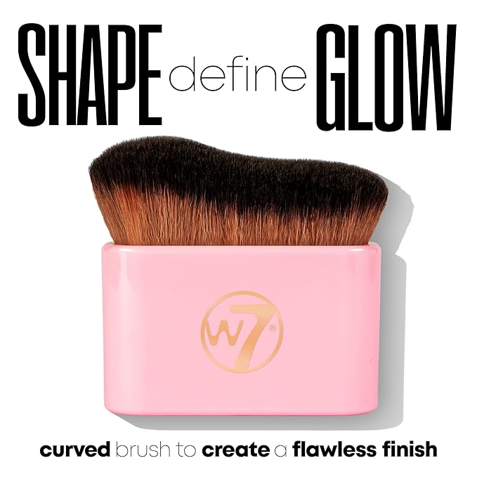 W7 Golden Glow Drops & Brush Duo - 2Pcs Set - Liquid Bronzing Drops & Face & Body Applicator Brush