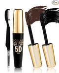 2 Pcs Black Brown Waterproof Mascara, 5D Silk Fiber Lashes Extension Colored Tube Mascaras with Eyelash Brush, Long Lasting Curling Mascara Volume and Length, Eye Makeup Gift for Women