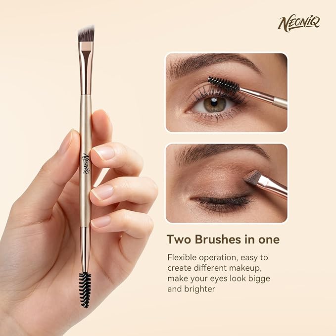 10 PCS Travel Makeup Brush Set With Bag, Makeup Brushes, Double-End Multi-functional Brushes for Foundation Powder Blush Eyeliner Eyeshadows, Professional Face Brush Set（Champagne Gold）