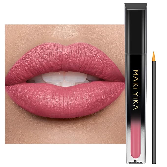 MAKI YIKA Pink Lipstick for Women Color Stay Long Lasting Lipsticks No Smudge Matte Liquid Lipstick Transferproof Cruelty-Free Lip Color for Mother's Day, Ice Pink