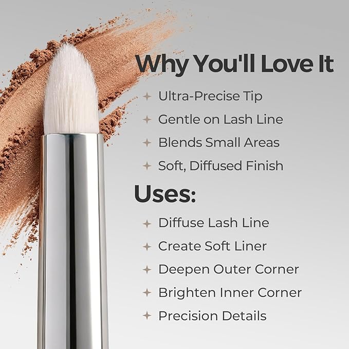 Albeaut Small Eyeshadow Brush, Soft Firm Pencil Brush with Precise Point, Eyeliner Smudge Tool, Delicate Areas Eye Shadow Applicator for Inner Eye & Different Eye Shape (197 Micro Pencil)