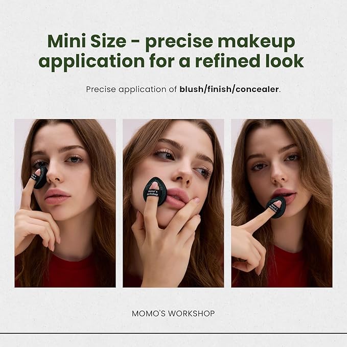 Momo's Workshop Mini Denim Makeup Sponge Set, 5Pcs Multi-Use Precision Mini Makeup Blenders for Concealer, Blush, Highlighter, Contour - Soft Face Sponges with Durable Protective Travel Storage Case