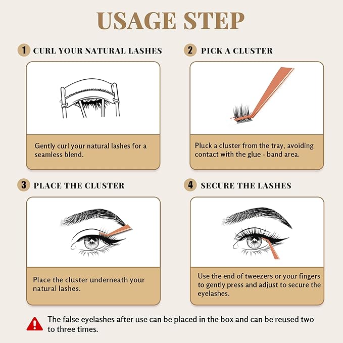 Sassy Wispy 10-14mm Self-adhesive Glue free Easy Removal DIY Fluffy lash extension D Curl Thick natural 5D Upgrade False Eyelashes 120 clusters Tweezer free