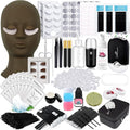QUKLOGEN Lash Extension Kit Eyelash Practice for Beginners Professional Set with Mannequin Head Removable Eyelids USB Fan Spraye Individual False Lash Eyelash Strips Shampoo Brush Supplies Storage box