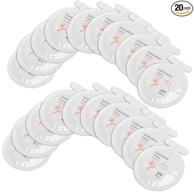 Pack of 20 Sunscreen, SPF46 PA+++ Moisturizing Sunscreen,3ml Face & Body Sunblock, Moisturizing Sunscreen for Most of Skins Portable Resist Water Sunscreen for Sport