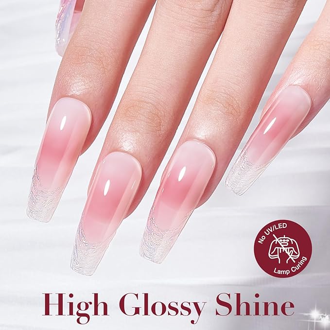 AZUREBEAUTY Dip Powder Set 6 Pcs Jelly Blush Gradient , Natural Dipping Powder French Nail Art Starter Manicure Salon DIY at Home