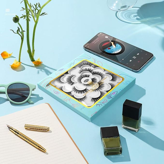 DYSILK Eyelashes Cat Eye Lashes - False Eyelashes Natural 10 Pairs 6D Faux Lashes Pack Fluffy Lashes Wispy Mink Natural Look Fake Lashes Reusable False Eyelashes | 14.5mm