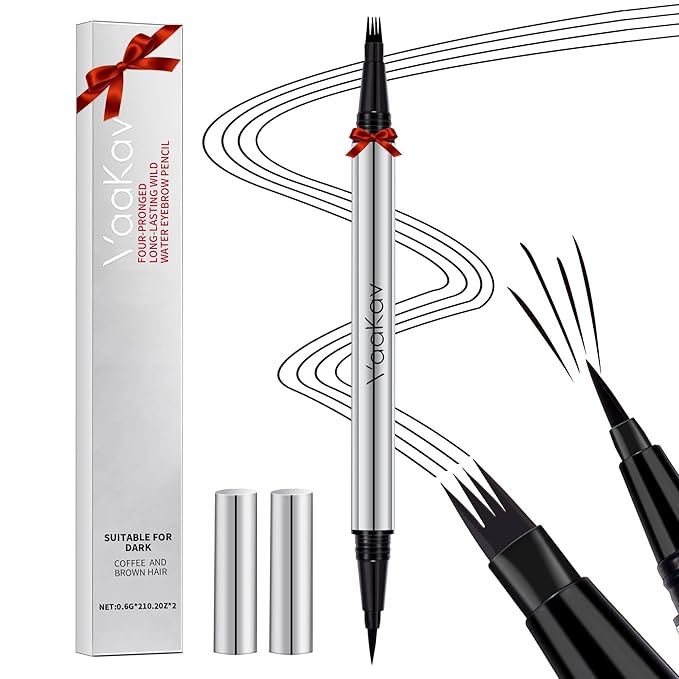 Eyebrow Pencils for Women Waterproof, Eyebrow Pencil & Eyebrow Pen 2 in 1, Long Lasting Brow Pencil, Natural Hair Like Eye Brow Pencil, Brown Eyebrow Pencil (03 DARK BROWNS)
