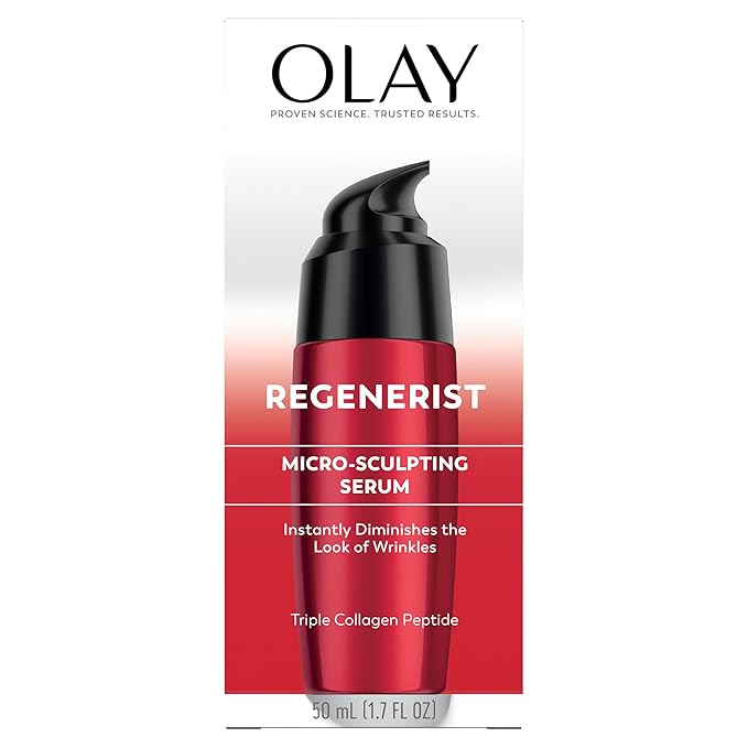 Olay Regenerist Micro-Sculpting Serum, Face Serum for Women, Fragrance-Free, Anti-Aging, Anti-Wrinkle, Firming Skin Care - Triple Collagen Cream, Peptide, Niacinamide, 1.7 Oz