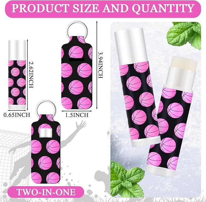 18 Sets Pink Basketball Party Favors Basketball Lip Balm and Holder Keychain Bulk Sport Team Gifts Basket Ball Senior Night Gifts 2026 for Team Sports Goodie Bags Stuffers Party Supplies