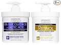 Advanced Clinicals Retinol Body Cream Moisturizer + Exfoliating 10% Glycolic Acid & Lactic Acid Lotion 2PC Skincare Set For Women & Men To Reduce Appearance Of Crepey Skin & Uneven Rough Skin Texture