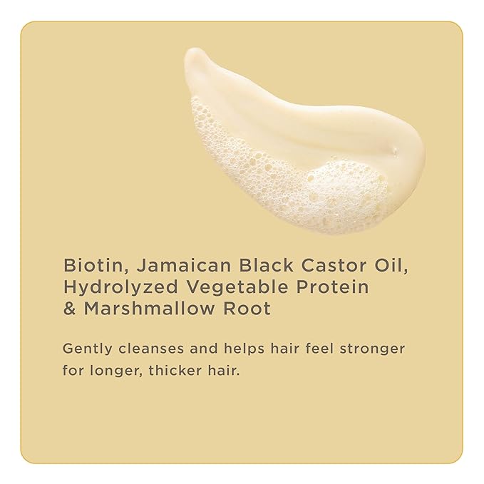 Hairitage Length Check Biotin Shampoo with Jamaican Black Castor Oil - Thickening + Volumizing - Sulfate Free + Color Safe + Vegan - Hydrating Repair Shampoo for Thinning Hair 21 Oz.