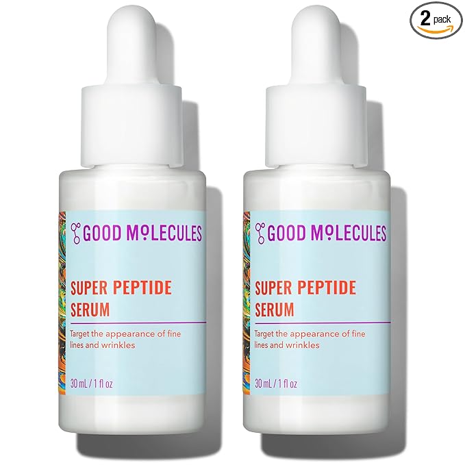 Good Molecules Super Peptide Serum Pack 2 – 1 fl oz / 30 ml Each | Lightweight Facial Serum with Peptides & Copper Tripeptides, Water-Based Skincare