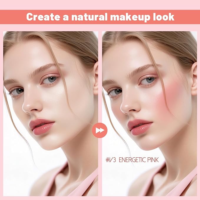 Blush Liquid Makeup Cream Stick, Blendable Cheek Weightless Watercolor Sheer Finish, Soft Peach Face Tint for Mature Skin, Easy Application Beauty Essential (V3 Energetic Pink)
