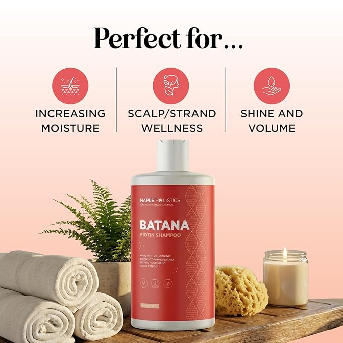 Biotin & Batana Oil Shampoo for Thinning Hair - Volumizing Shampoo for Fine Hair with Onion B Vitamins Rosemary Argan & Tea Tree Oils - Paraben Silicone and Sulfate Free Vegan Formula (16 Fl Oz)