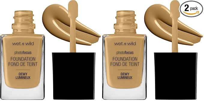 wet n wild Photo Focus Dewy Liquid Foundation Makeup, Caramel (Pack of 2)